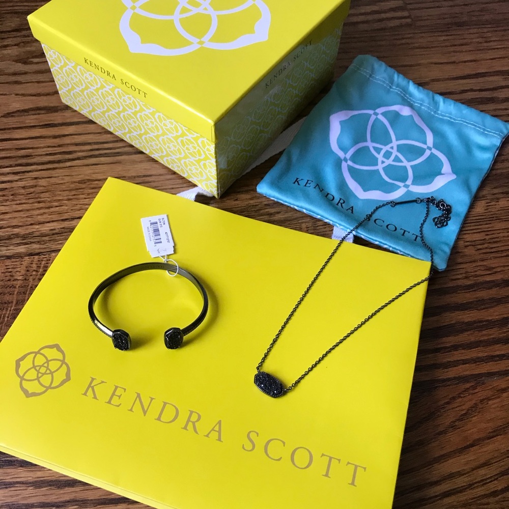 Kendra Scott Elton black druzy bracelet & necklace